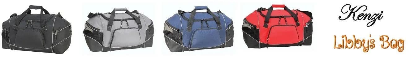 Collection of holdall bags in different colours