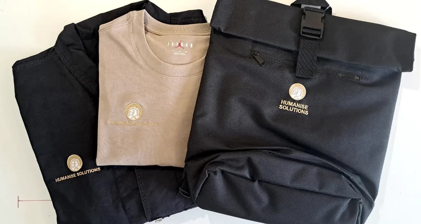 Humanise Solutions t-shirts and rolltop backpack