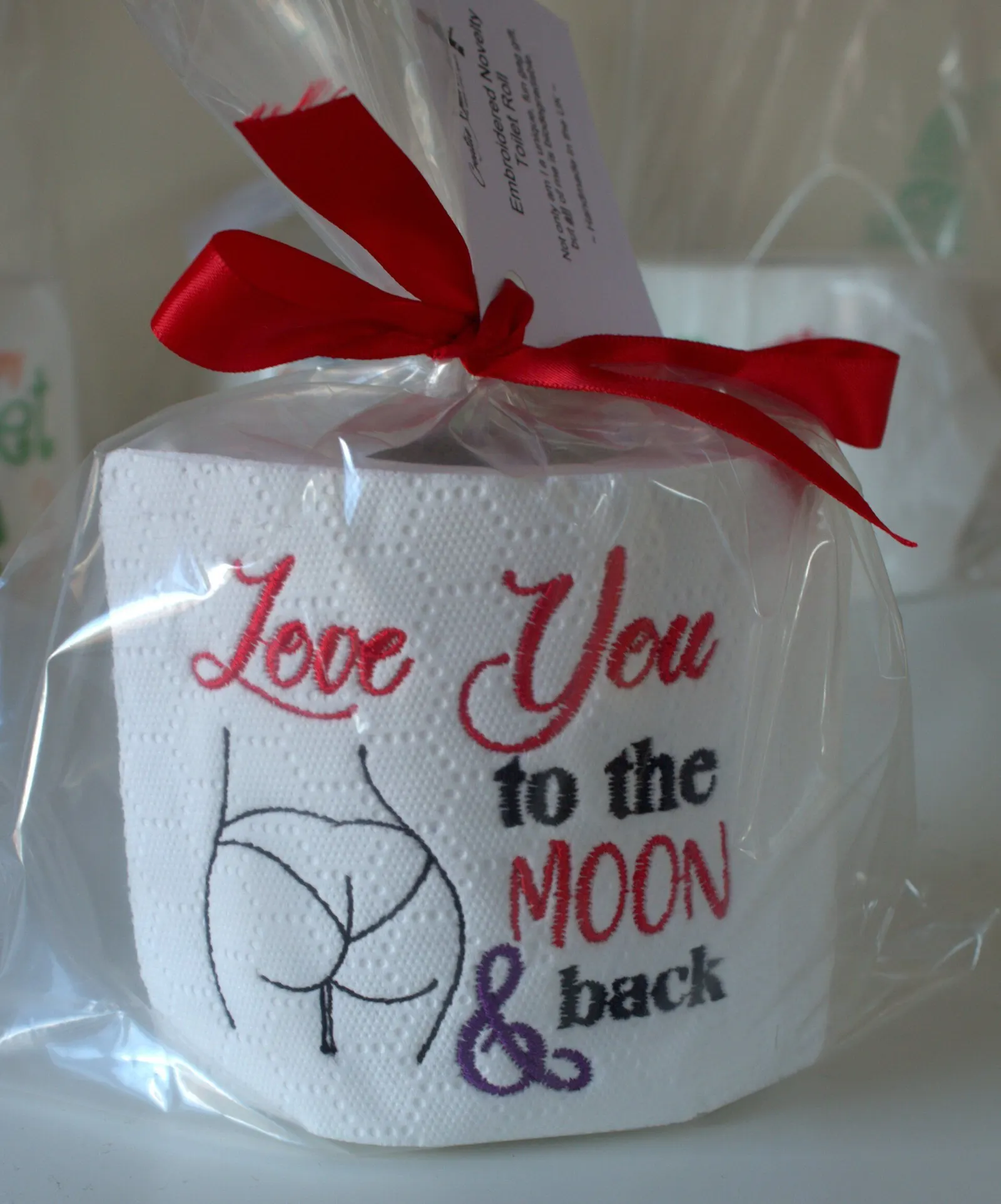 Embroidered toilet paper gag gift