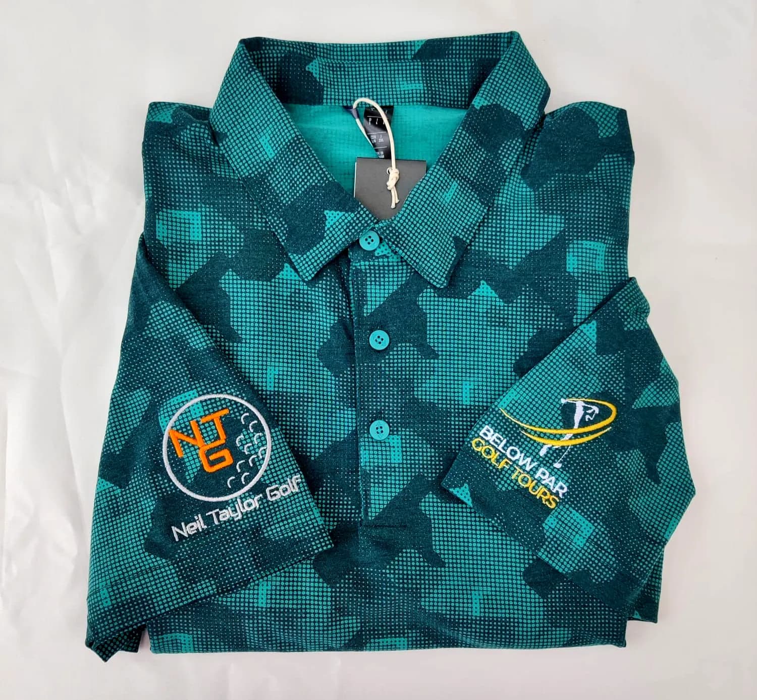 Personalised golf tour shirt and bag panel