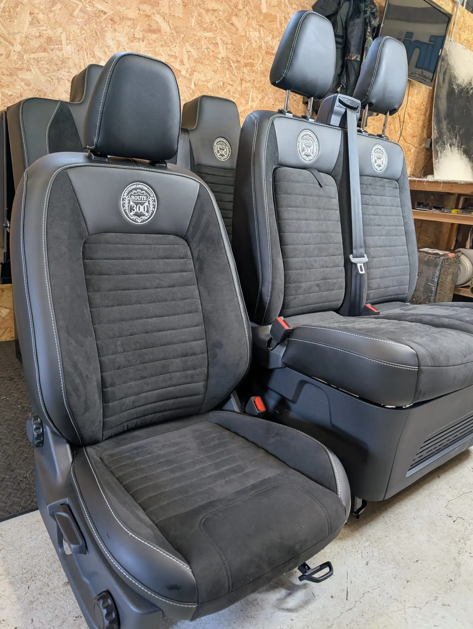 Custom made seat covers for Route 300 campers