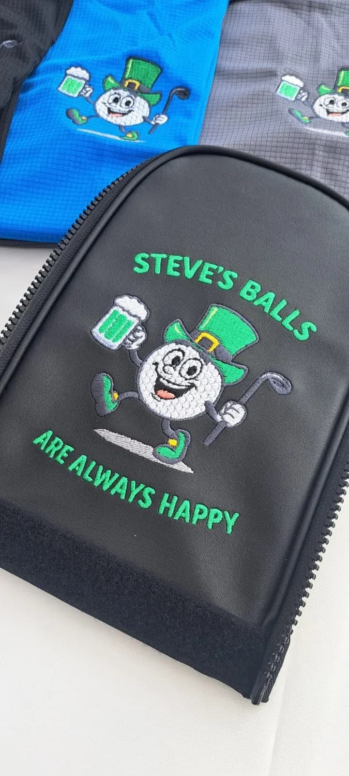 Personalised golf bag pocket panel with a playful nickname