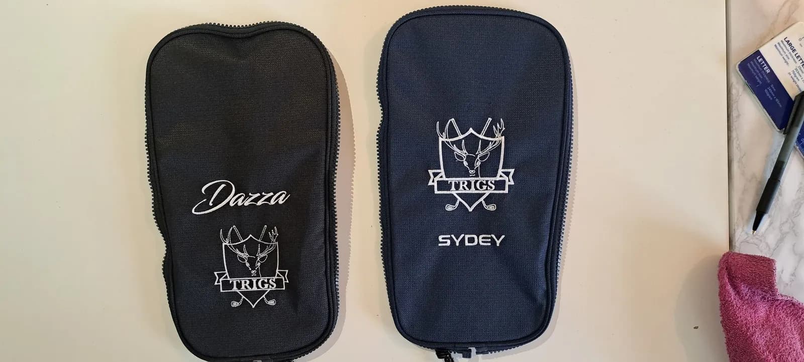 Trigs personalised golf bag pocket panel