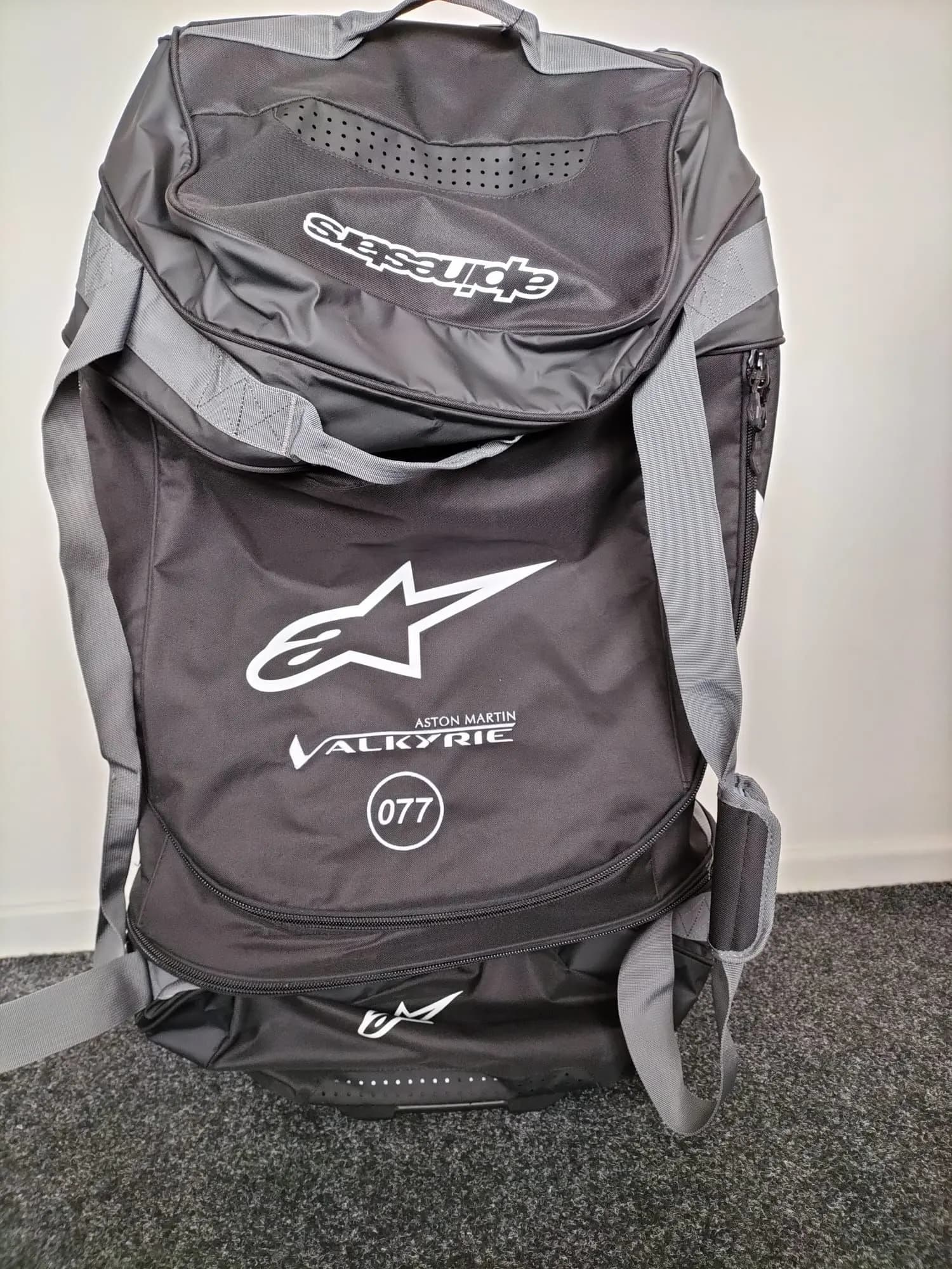 Embroidered team kit bags for the Aston Martin Valkyrie team