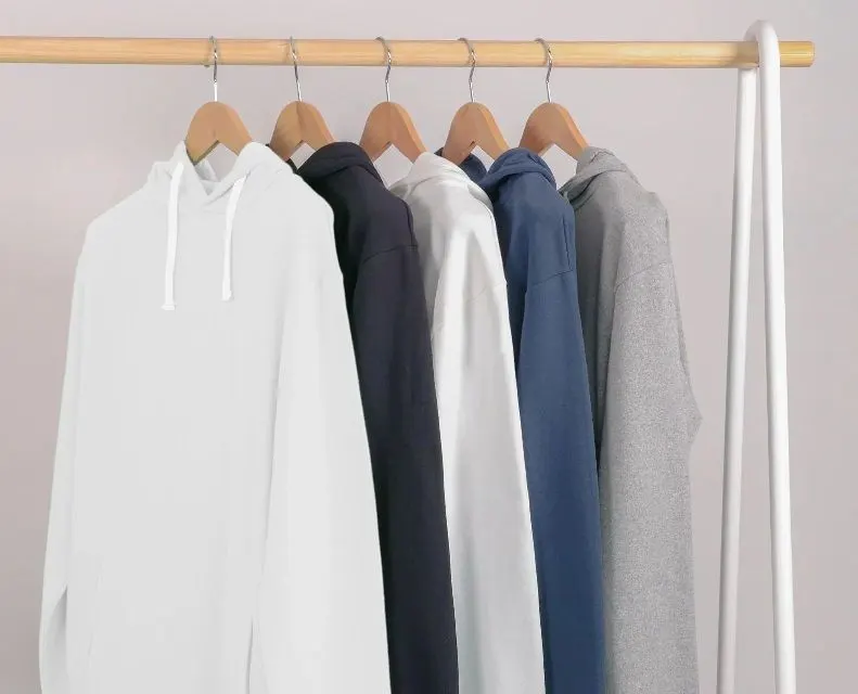 Zipped hoodies on display